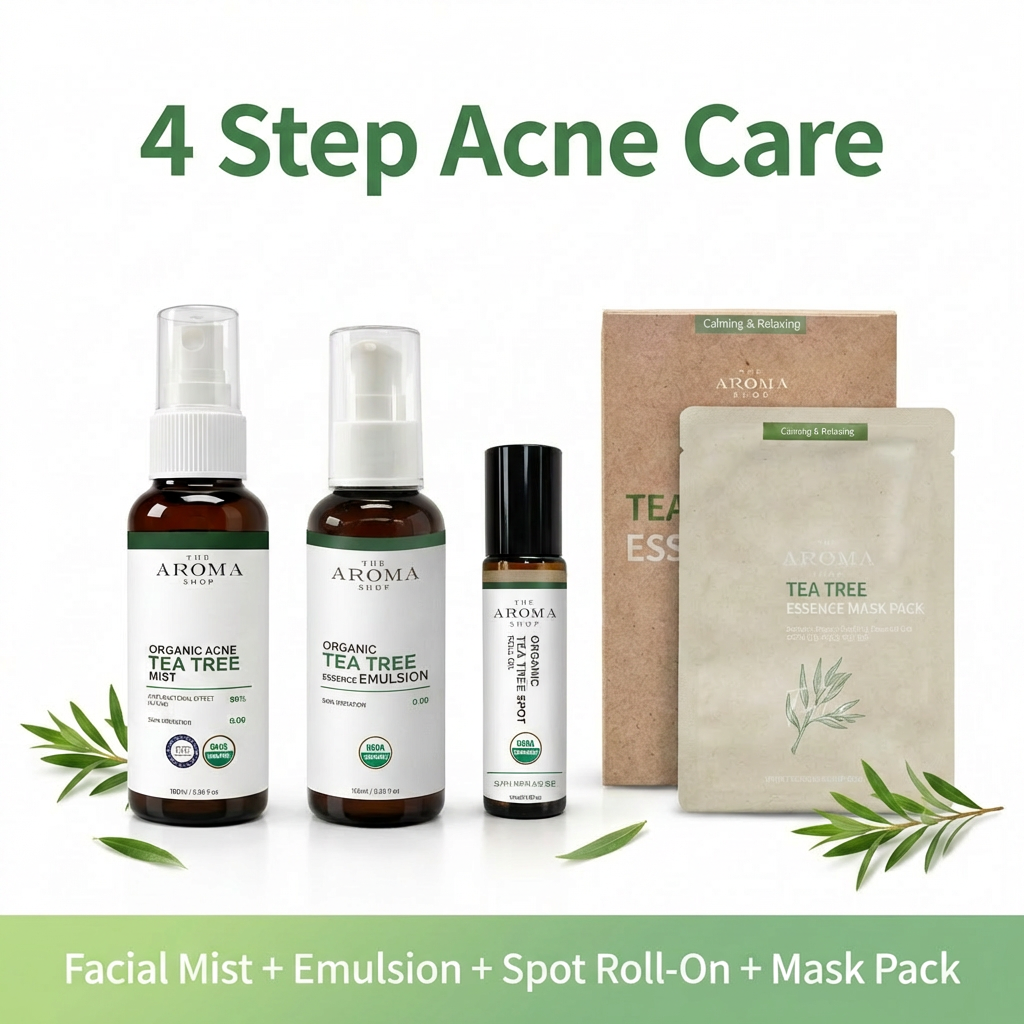 Tea Tree 4 Step Acne Care — Facial Mist + Emulsion + Spot Roll-On + Mask Pack